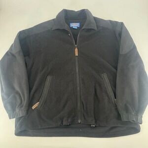 Pendleton Mens Large Black Full Zip Fleece Jacket Nylon Trim Cinch Hem RN 29685